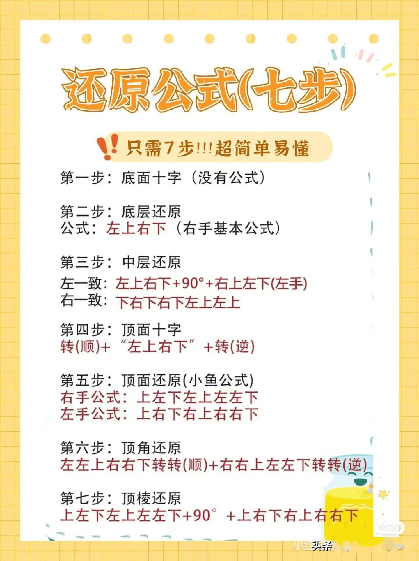 魔方复原法口诀(魔方复原法口诀大全)